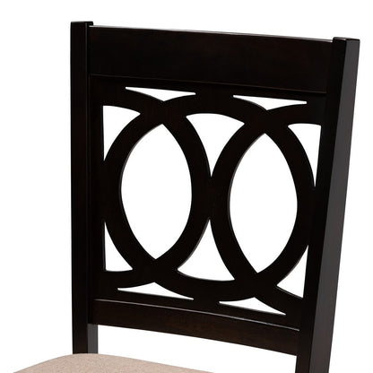 Baxton Studio - Lenoir Set of 4 Dining Chairs in Sand Brown/Espresso - RH315C-Sand/Dark Brown-DC-4PK view 3