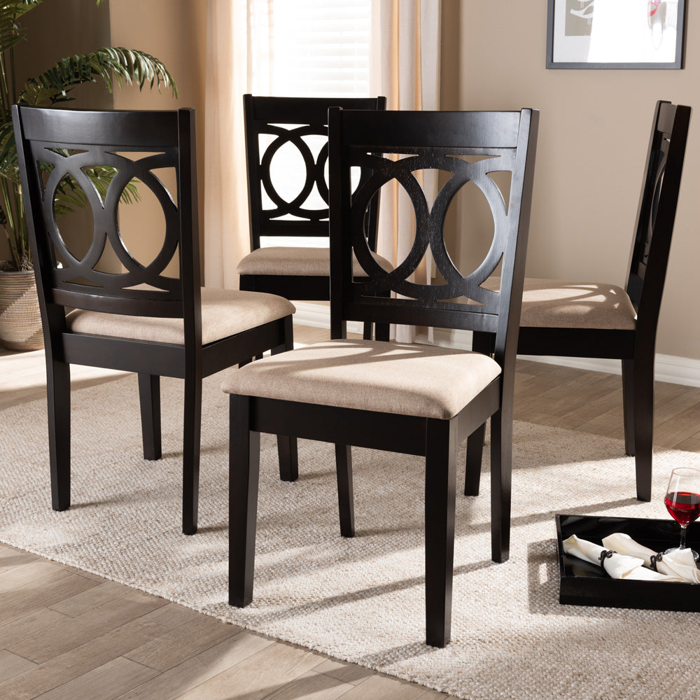Baxton Studio - Lenoir Set of 4 Dining Chairs in Sand Brown/Espresso - RH315C-Sand/Dark Brown-DC-4PK view 5