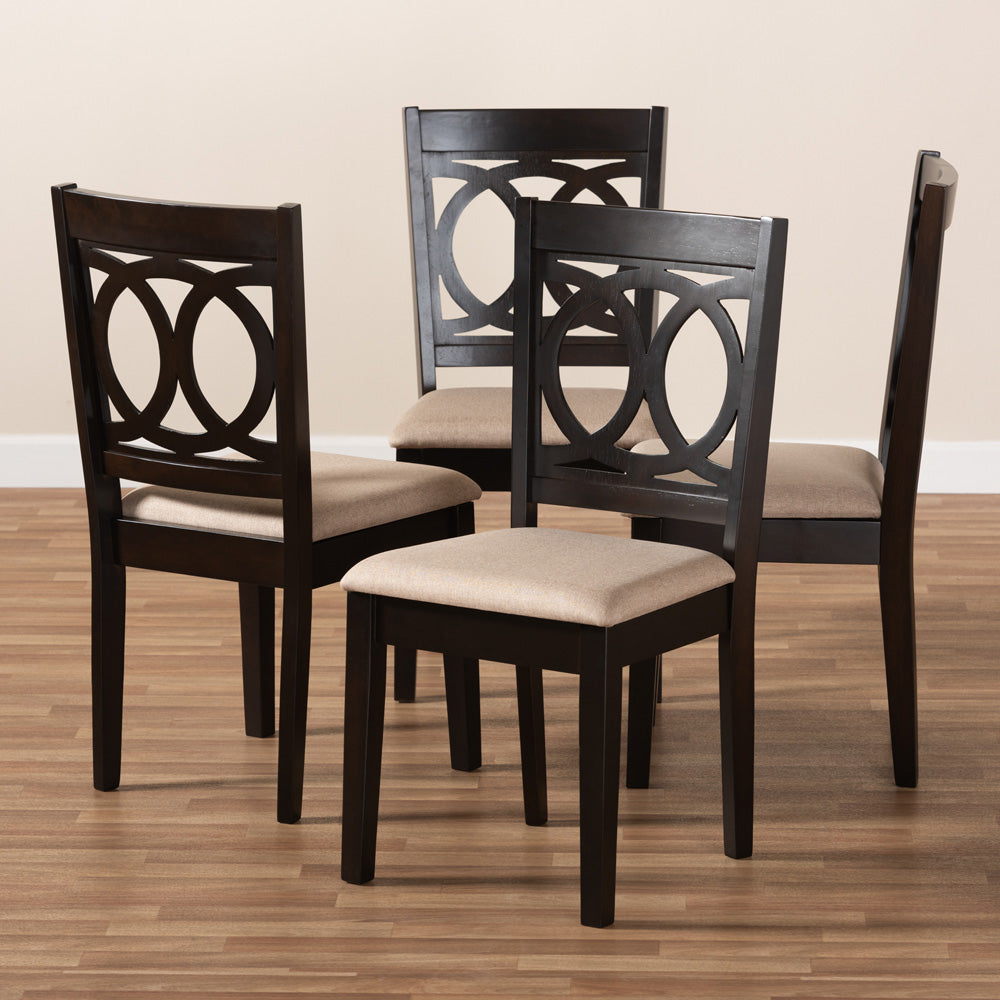 Baxton Studio - Lenoir Set of 4 Dining Chairs in Sand Brown/Espresso - RH315C-Sand/Dark Brown-DC-4PK view 6