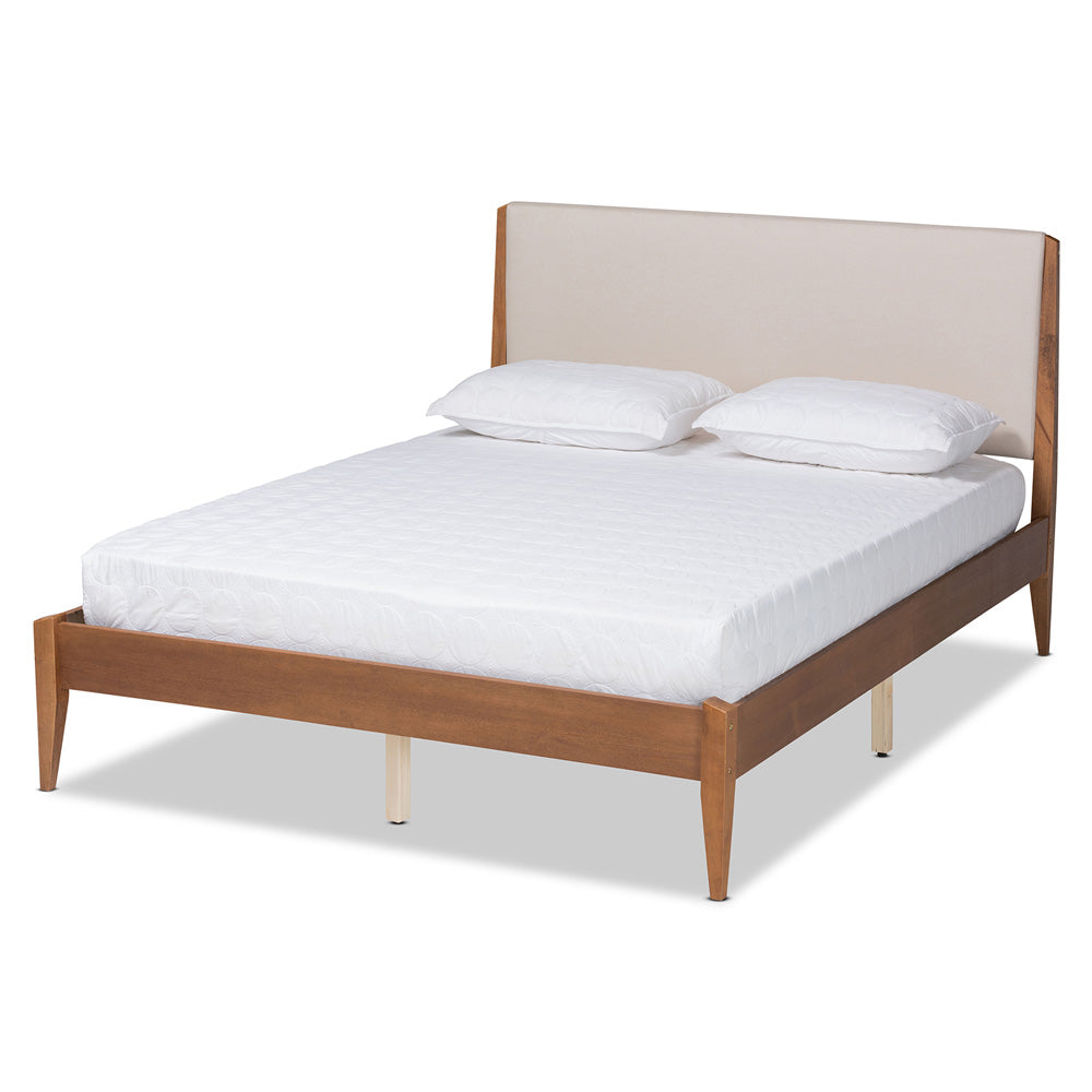Baxton Studio - Lenora Full Size Bed in Beige/Walnut Brown - MG0077S-Beige/Walnut-Full view 1