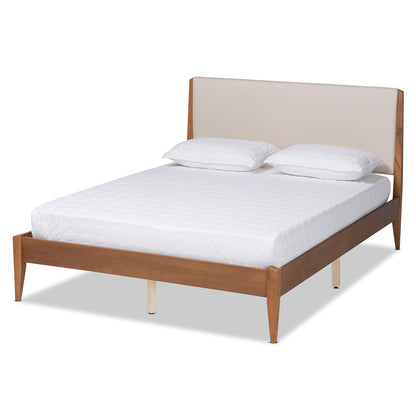Baxton Studio - Lenora Full Size Bed in Beige/Walnut Brown - MG0077S-Beige/Walnut-Full view 1