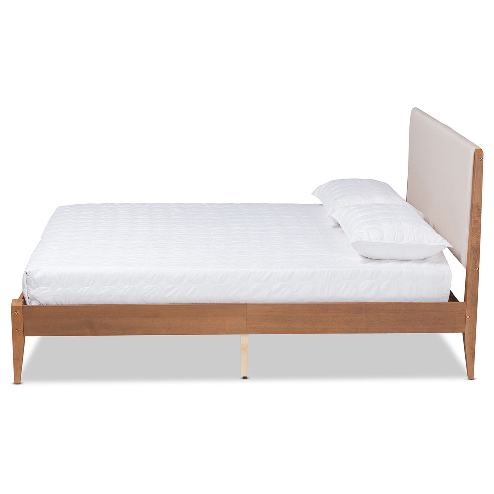 Baxton Studio - Lenora Full Size Bed in Beige/Walnut Brown - MG0077S-Beige/Walnut-Full view 2