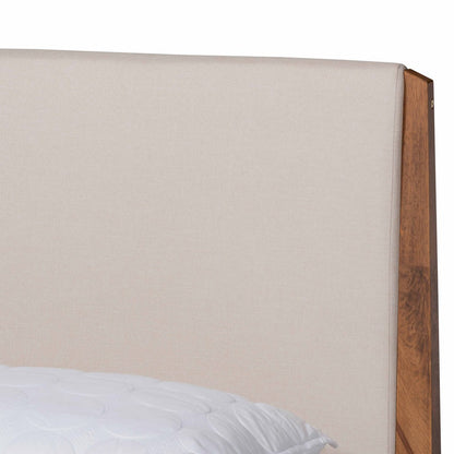 Baxton Studio - Lenora Full Size Bed in Beige/Walnut Brown - MG0077S-Beige/Walnut-Full view 4