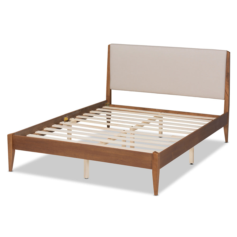 Baxton Studio - Lenora King Size Bed in Beige/Walnut Brown - MG0077S-Beige/Walnut-King view 3