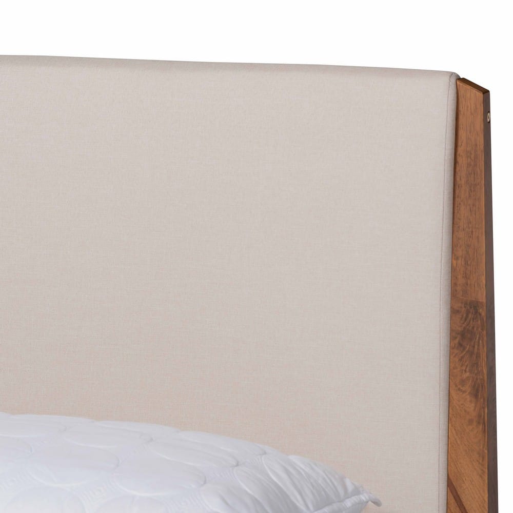 Baxton Studio - Lenora Queen Size Bed in Beige/Walnut Brown - MG0077S-Beige/Walnut-Queen view 4