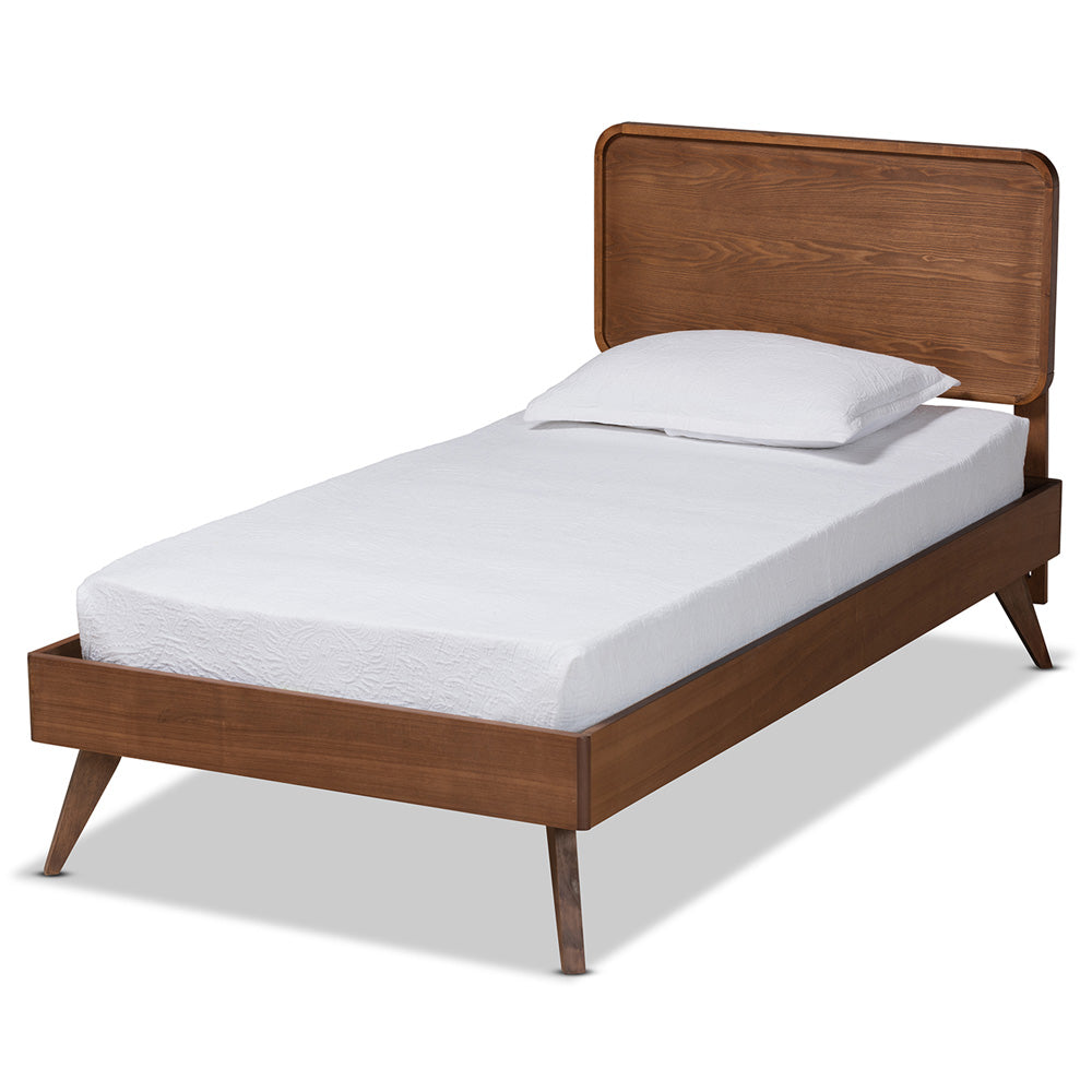 Baxton Studio - Leola Twin Size Bed in Walnut Brown - Leola-Ash Walnut-Twin view 1