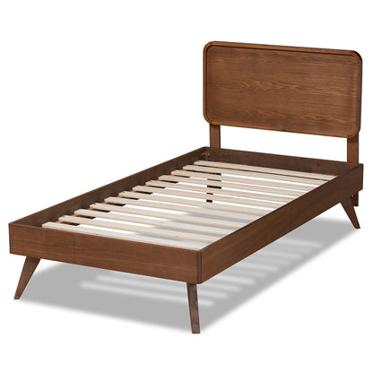 Baxton Studio - Leola Twin Size Bed in Walnut Brown - Leola-Ash Walnut-Twin view 3