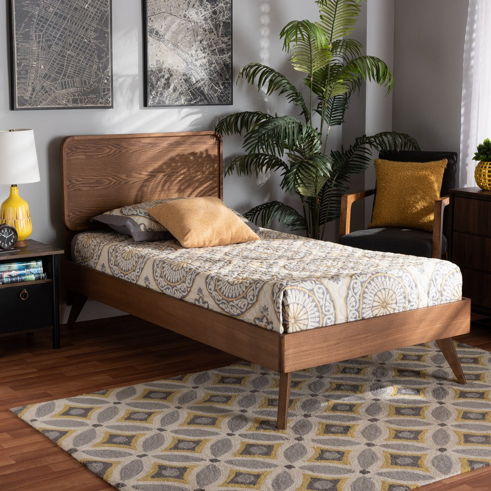Baxton Studio - Leola Twin Size Bed in Walnut Brown - Leola-Ash Walnut-Twin view 6