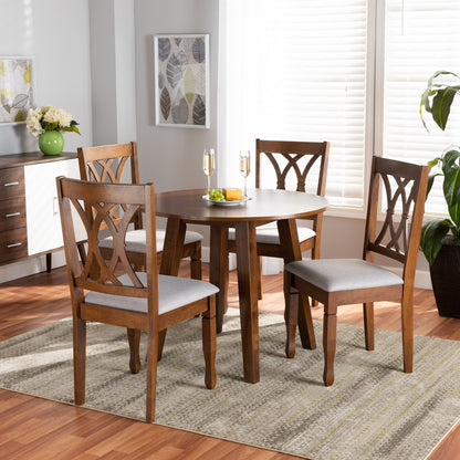 Baxton Studio - Leon Dining Set in Grey/Walnut - Leon-Grey/Walnut-5PC Dining Set view 7