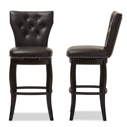 Baxton Studio - Leonice Set of 2 Bar Stools in Dark Brown - BBT5222-Brown view 4