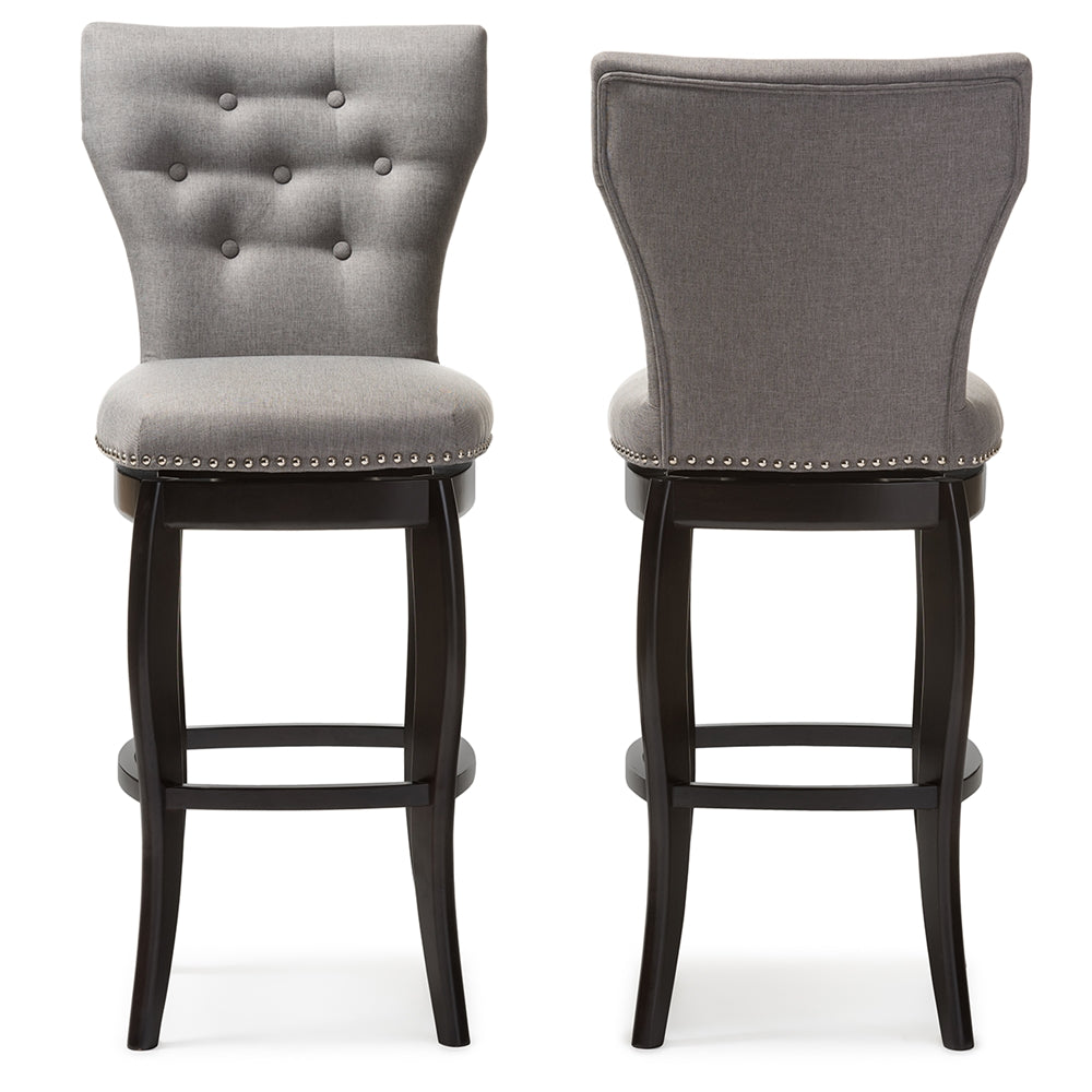 Baxton Studio - Leonice Set of 2 Bar Stools in Grey - BBT5222-Grey view 1