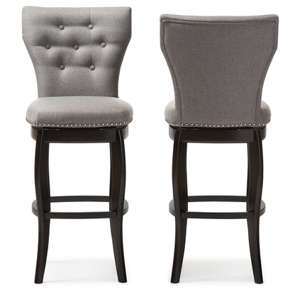 Baxton Studio - Leonice Set of 2 Bar Stools in Grey - BBT5222-Grey view 1