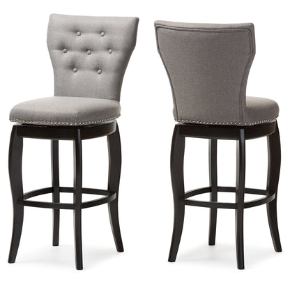 Baxton Studio - Leonice Set of 2 Bar Stools in Grey - BBT5222-Grey view 2