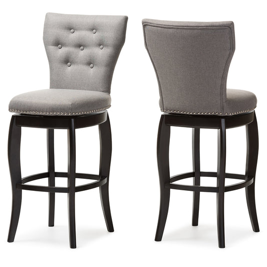 Baxton Studio - Leonice Set of 2 Bar Stools in Grey - BBT5222-Grey view 2