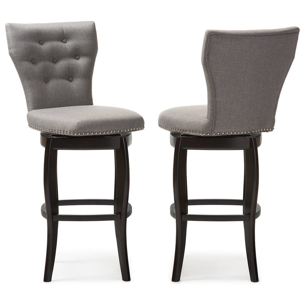 Baxton Studio - Leonice Set of 2 Bar Stools in Grey - BBT5222-Grey view 3