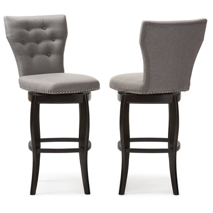 Baxton Studio - Leonice Set of 2 Bar Stools in Grey - BBT5222-Grey view 3