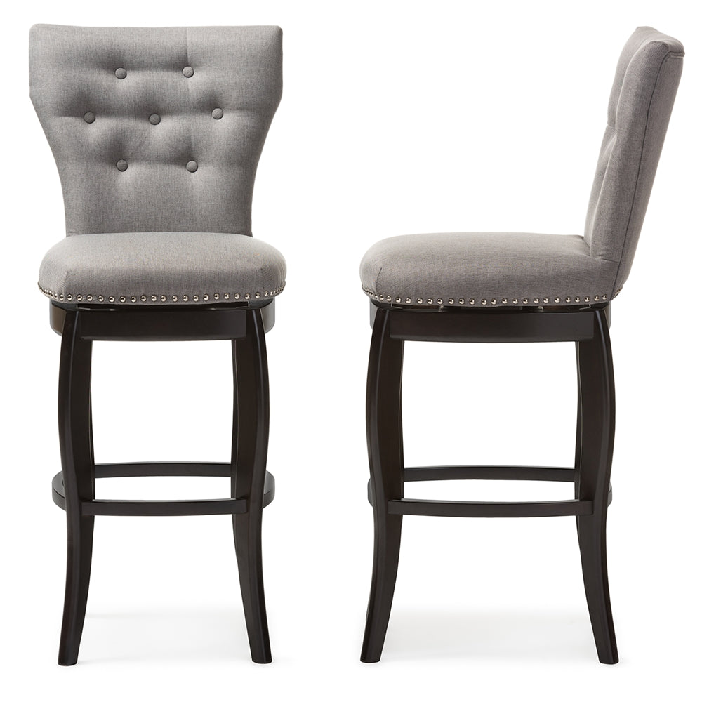 Baxton Studio - Leonice Set of 2 Bar Stools in Grey - BBT5222-Grey view 4