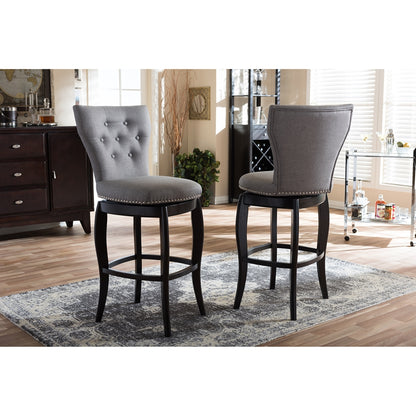 Baxton Studio - Leonice Set of 2 Bar Stools in Grey - BBT5222-Grey view 5