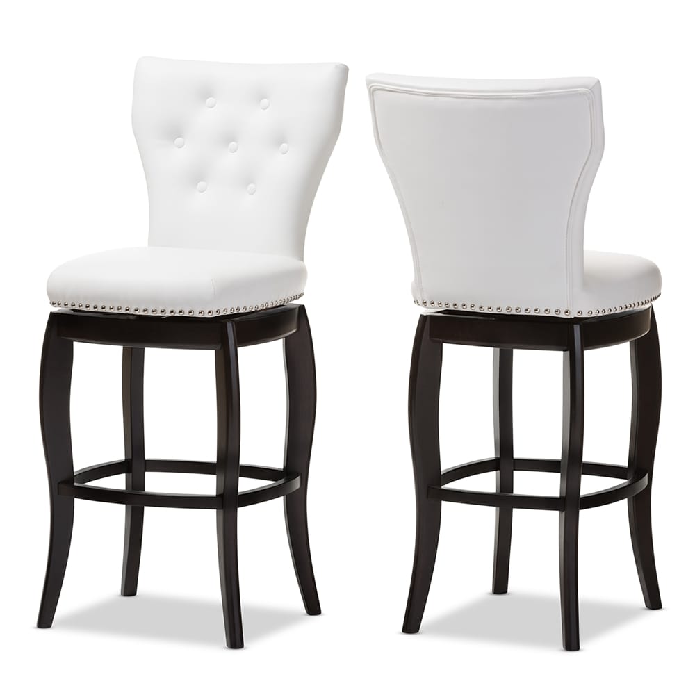 Baxton Studio - Leonice Set of 2 Bar Stools in White - BBT5222-White view 1