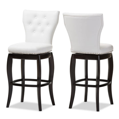Baxton Studio - Leonice Set of 2 Bar Stools in White - BBT5222-White view 1