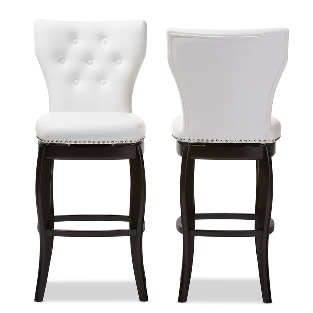 Baxton Studio - Leonice Set of 2 Bar Stools in White - BBT5222-White view 2