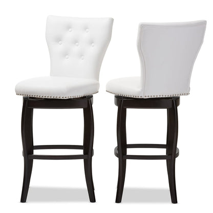Baxton Studio - Leonice Set of 2 Bar Stools in White - BBT5222-White view 3