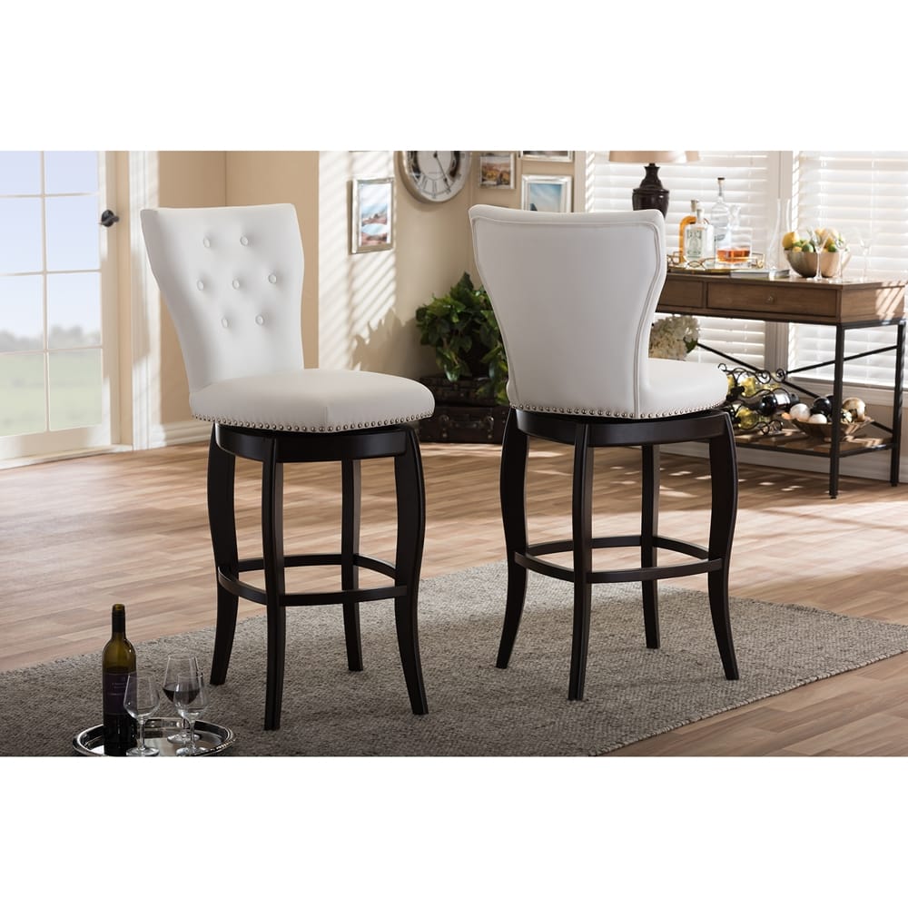 Baxton Studio - Leonice Set of 2 Bar Stools in White - BBT5222-White view 4