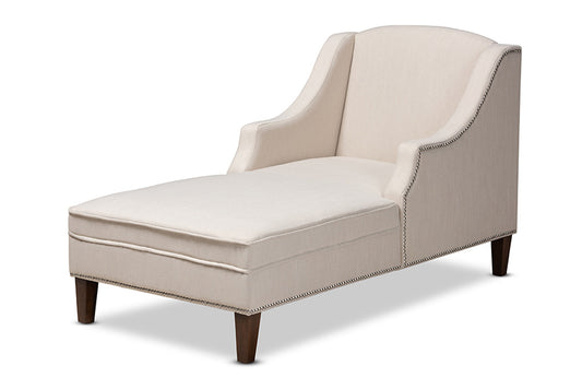 Baxton Studio - Leonie Chaise - CFCL3-Beige/Wenge-KD Chaise view 1