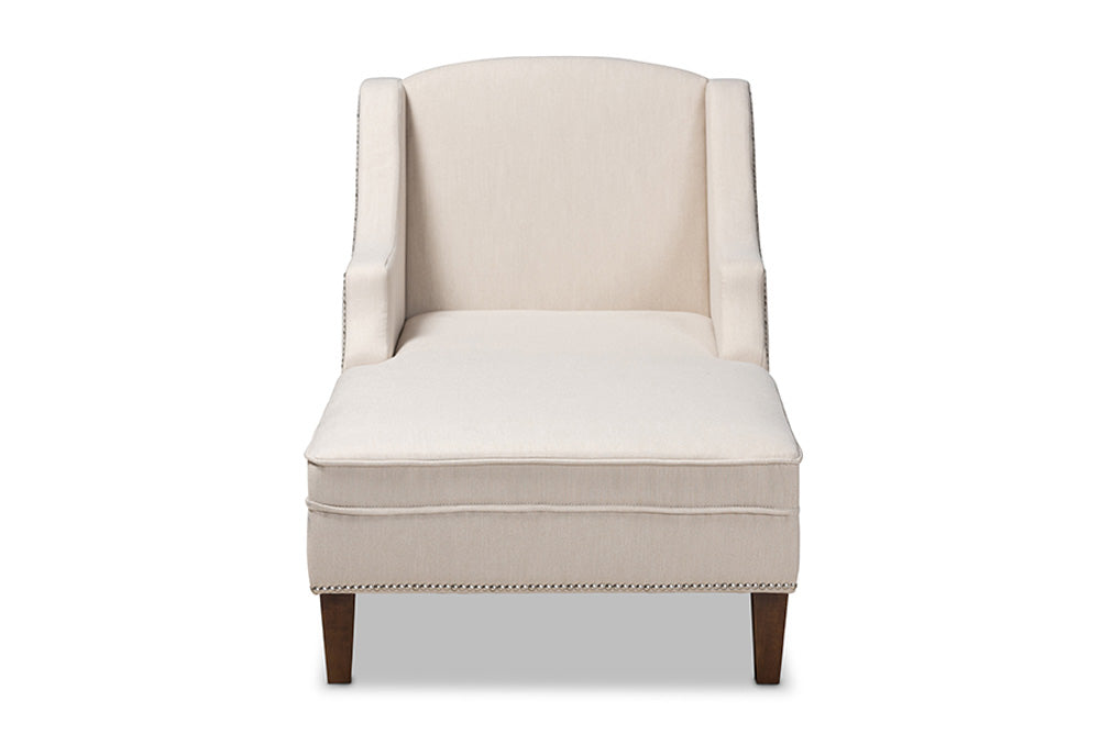 Baxton Studio - Leonie Chaise - CFCL3-Beige/Wenge-KD Chaise view 2