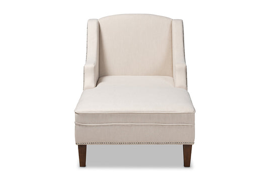 Baxton Studio - Leonie Chaise - CFCL3-Beige/Wenge-KD Chaise view 2