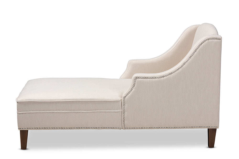 Baxton Studio - Leonie Chaise - CFCL3-Beige/Wenge-KD Chaise view 3