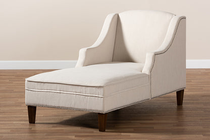 Baxton Studio - Leonie Chaise - CFCL3-Beige/Wenge-KD Chaise view 5