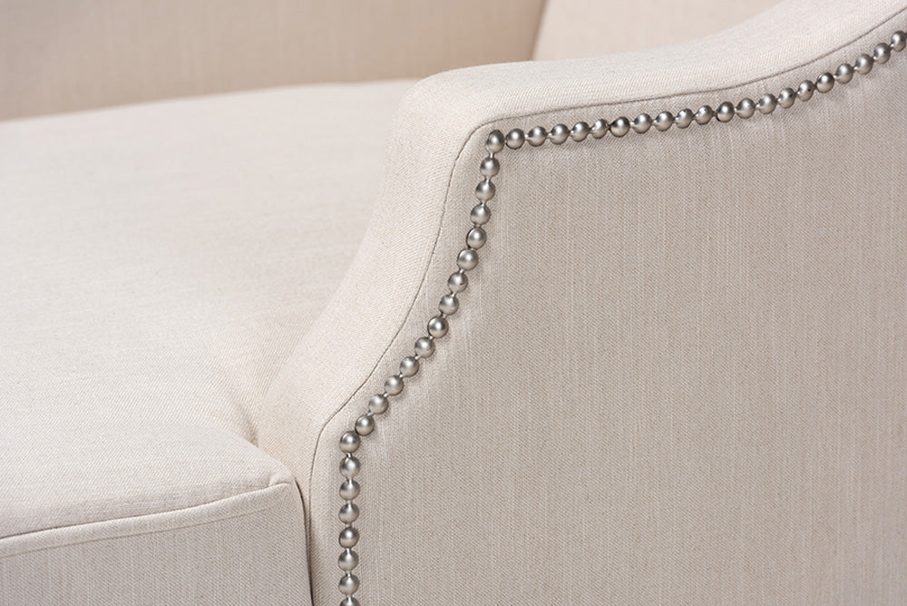 Baxton Studio - Leonie Chaise - CFCL3-Beige/Wenge-KD Chaise view 6