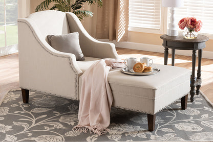 Baxton Studio - Leonie Chaise - CFCL3-Beige/Wenge-KD Chaise view 8