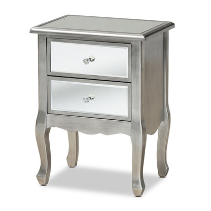 Baxton Studio - Leonie End Table in Silver/Mirror - JY18A035-Silver-ET view 1