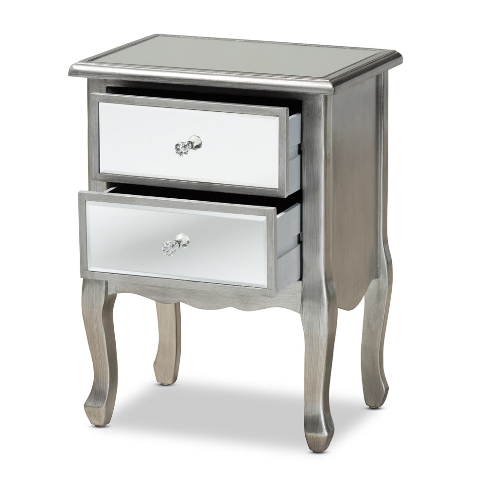 Baxton Studio - Leonie End Table in Silver/Mirror - JY18A035-Silver-ET view 2