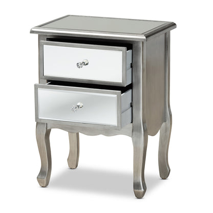 Baxton Studio - Leonie End Table in Silver/Mirror - JY18A035-Silver-ET view 2