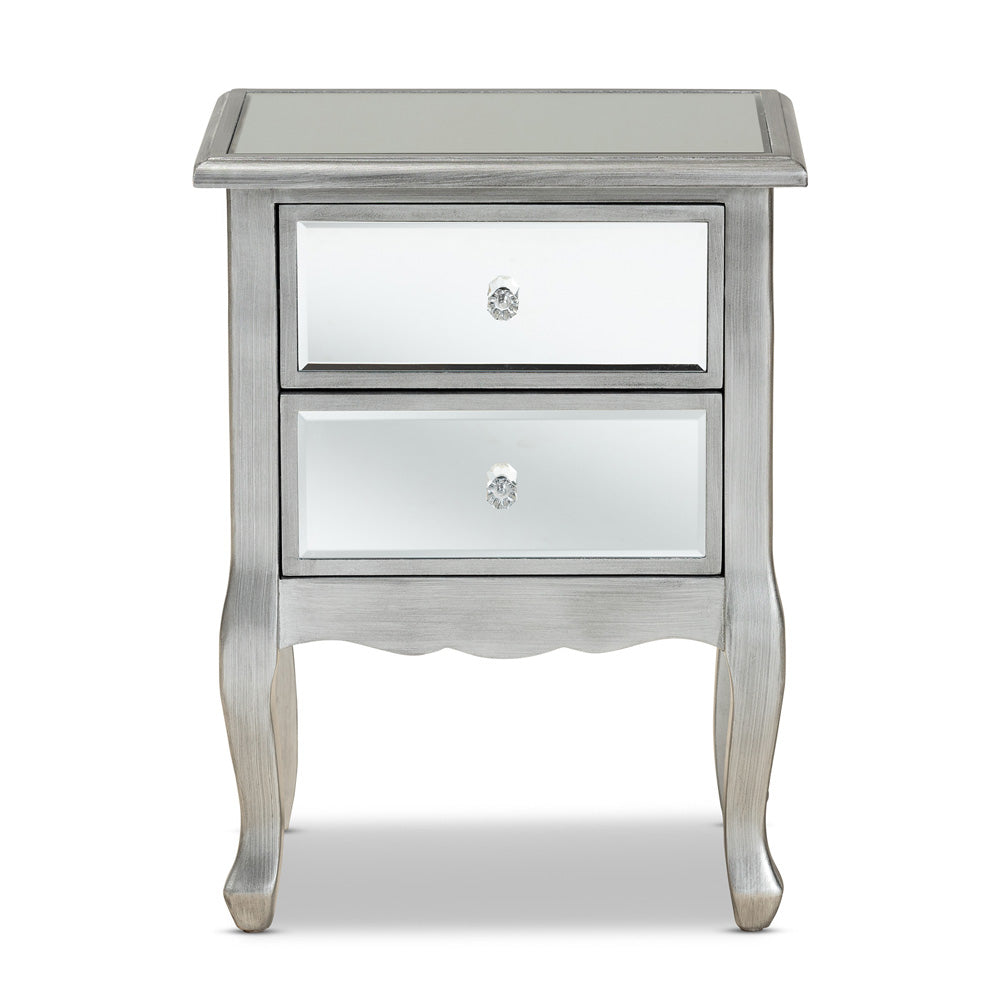 Baxton Studio - Leonie End Table in Silver/Mirror - JY18A035-Silver-ET view 3