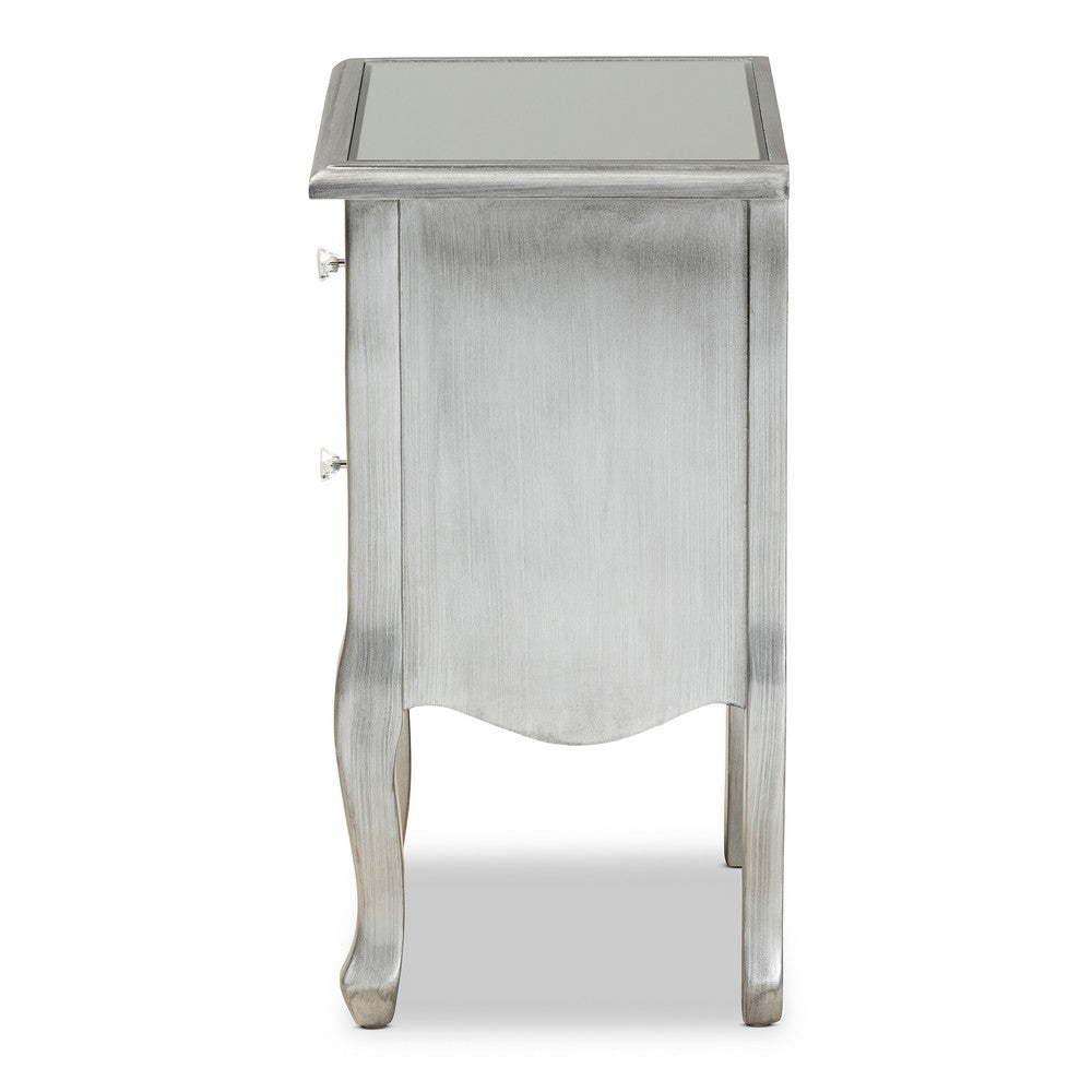 Baxton Studio - Leonie End Table in Silver/Mirror - JY18A035-Silver-ET view 4