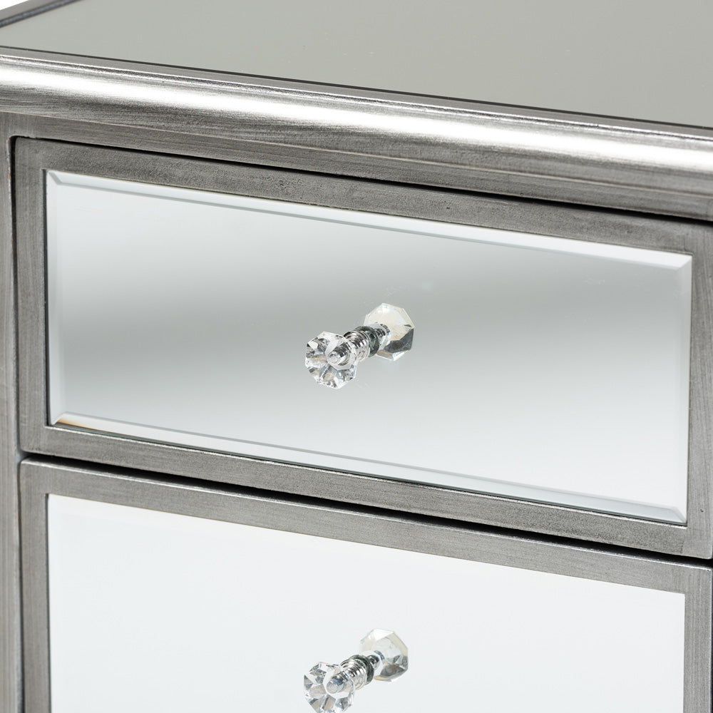 Baxton Studio - Leonie End Table in Silver/Mirror - JY18A035-Silver-ET view 5