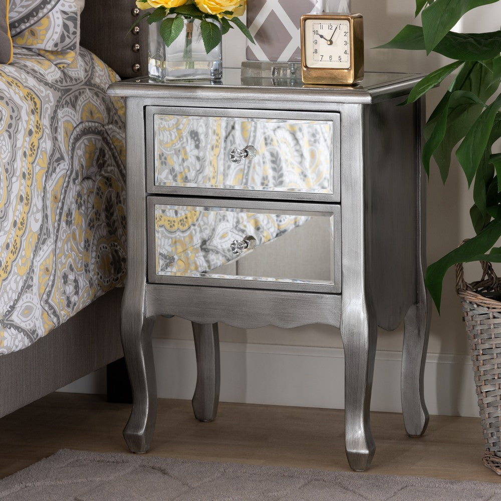 Baxton Studio - Leonie End Table in Silver/Mirror - JY18A035-Silver-ET view 7