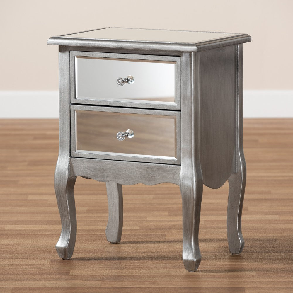 Baxton Studio - Leonie End Table in Silver/Mirror - JY18A035-Silver-ET view 8