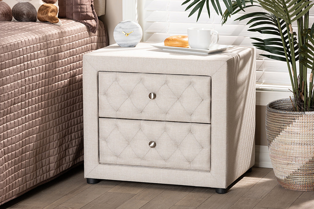 Baxton Studio - Lepine Nightstand - BBT3164-Light Beige-NS view 7