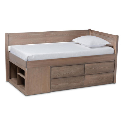 Baxton Studio - Levon Twin Size Bed in Antique Oak - MG0042-Antique Oak-Twin view 1