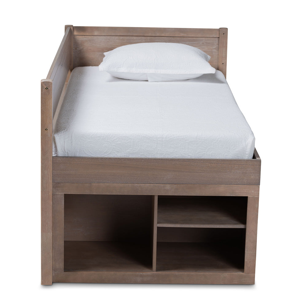 Baxton Studio - Levon Twin Size Bed in Antique Oak - MG0042-Antique Oak-Twin view 3