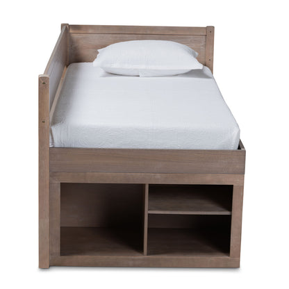 Baxton Studio - Levon Twin Size Bed in Antique Oak - MG0042-Antique Oak-Twin view 3
