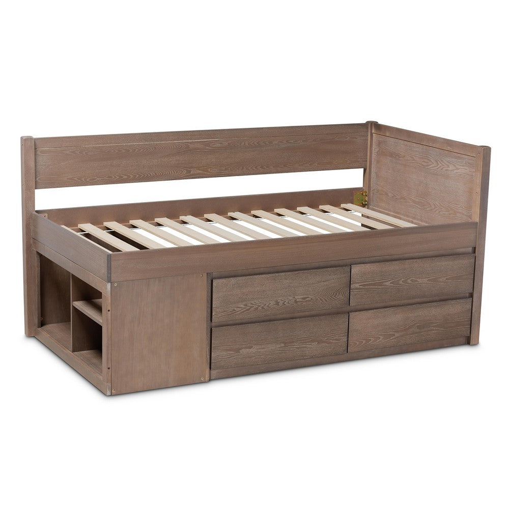 Baxton Studio - Levon Twin Size Bed in Antique Oak - MG0042-Antique Oak-Twin view 4