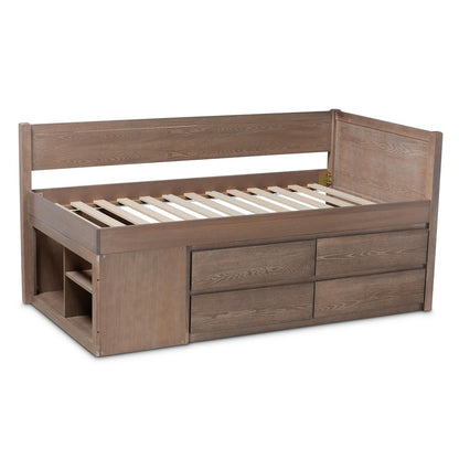 Baxton Studio - Levon Twin Size Bed in Antique Oak - MG0042-Antique Oak-Twin view 4