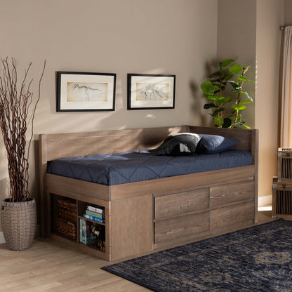 Baxton Studio - Levon Twin Size Bed in Antique Oak - MG0042-Antique Oak-Twin view 8
