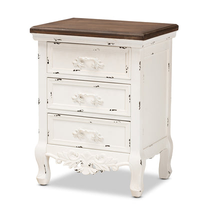 Baxton Studio - Levron End Table in Walnut Brown/Antique white - JY20B090-Antique White-ET view 1